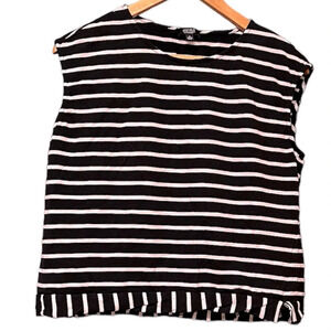 Jones New York Black White Striped Sleeveless Top Classic Workwear, size Small